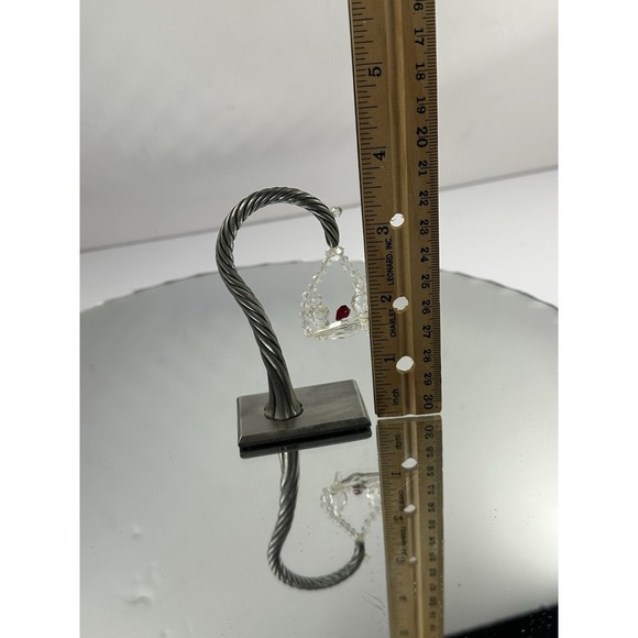 Vintage Glass Clear Love‎ Birds & Pewter Stand 3.5" - Picture 5 of 5